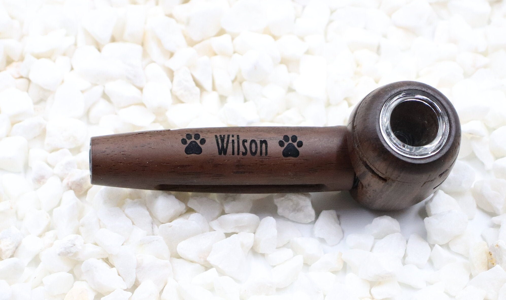 Engraved Natural Wood & Glass Pipe Kit Free Custom Text Etsy