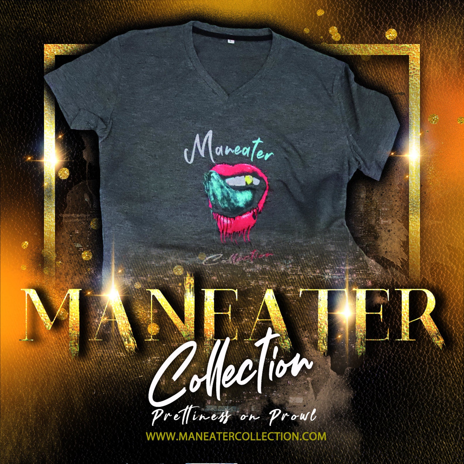 Maneater Collection Vneck Tshirt Ladies Women Triblend Soft Etsy UK