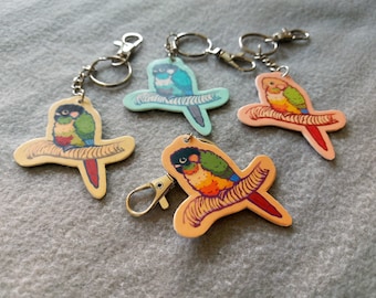 Green cheek conure keychain - Customizable - Handmade