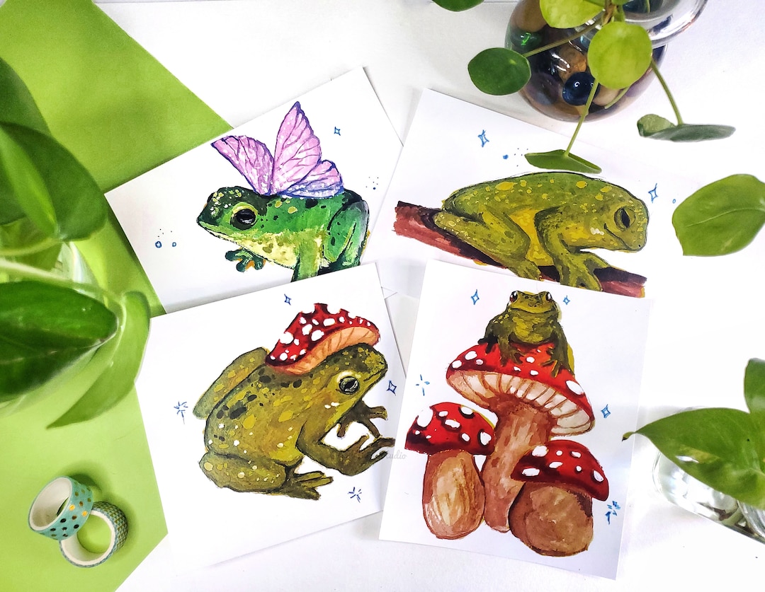 Froggy Friends Print Set, Cute Frog Print, Wall Art Set, Gouache Art ...