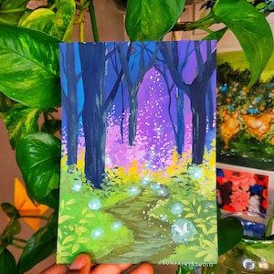 Forbidden Forest, Hand painted goauche, original fine art, gouache art, home decor, gift, wall art, gouache painting, art for your home