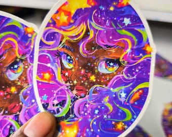 Aurora Eyes Holographic Star sticker, Waterproof Vinyl Art