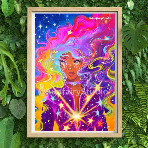 Asteria Keeper of Stardust print of original, star art, fantasy art, Art print, dreamy art, art for your home, wall art