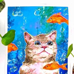 Original kitty painting, original cat painting, cute animal art, art for your home