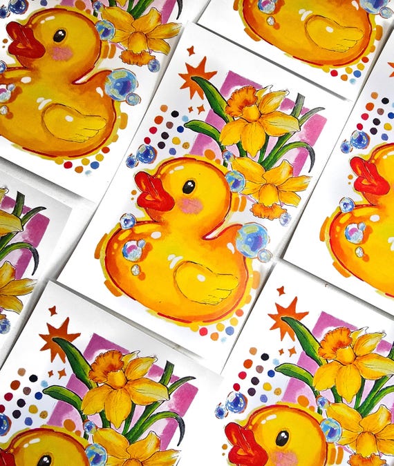 Yellow duck art print, duck art, yellow duck art print, art for your home