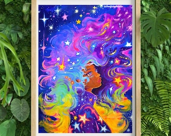 Born from Stardust Druck von Original, Sternenkunst, Fantasy, Kunstdruck, verträumte Kunst, Kunst für Ihr Zuhause, Wandkunst
