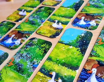 Double sided cute ducky bookmarks, gouache, Duck bookmarks