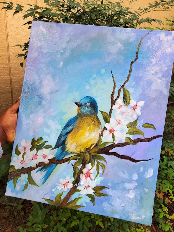Original Acrylic Painting, Art for Your Home, Bird Art Original