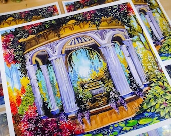 Impresión de arte plantorium mágico, pintura gouache, arte de ensueño, arte para su hogar,