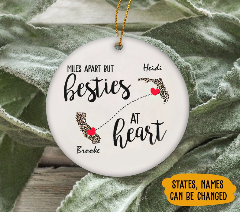 Download Personalized Miles Apart But Besties At Heart Ornament ...
