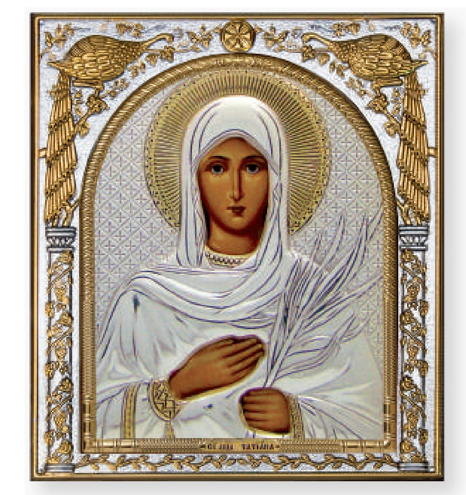 Saint Tatiana Silver Christian Orthodox Icon / Greek / Handmade