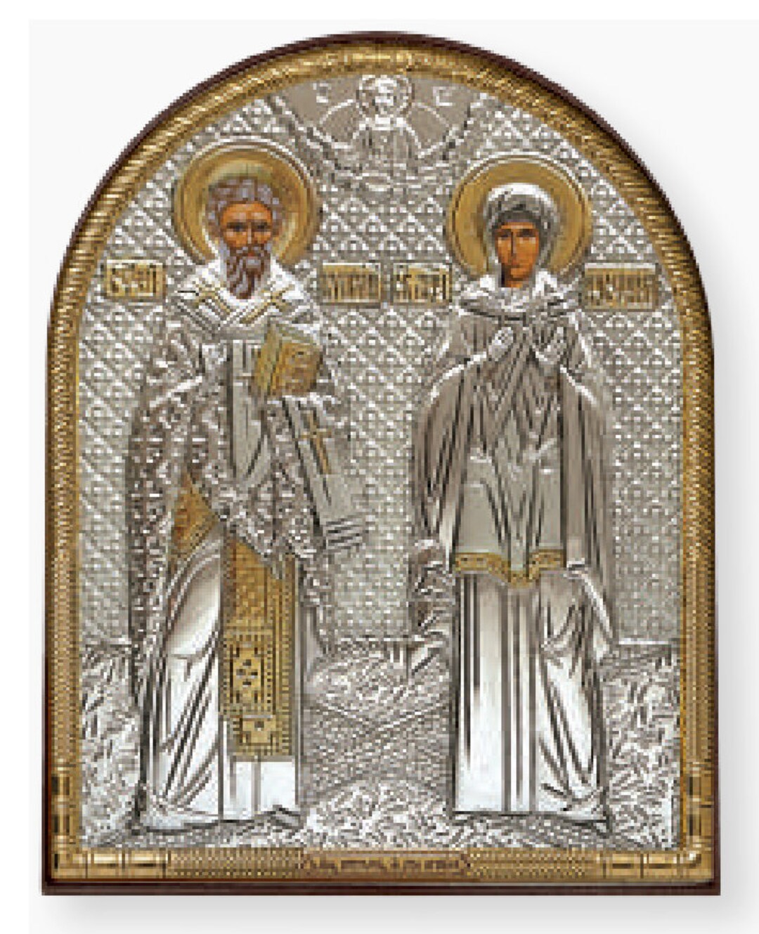 Saints Cyprian and Justina Silver Christian Orthodox Icon Plastic Base ...