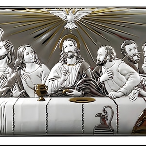 Last Supper Silver Catholic Christian Icon / Greek / Handmade