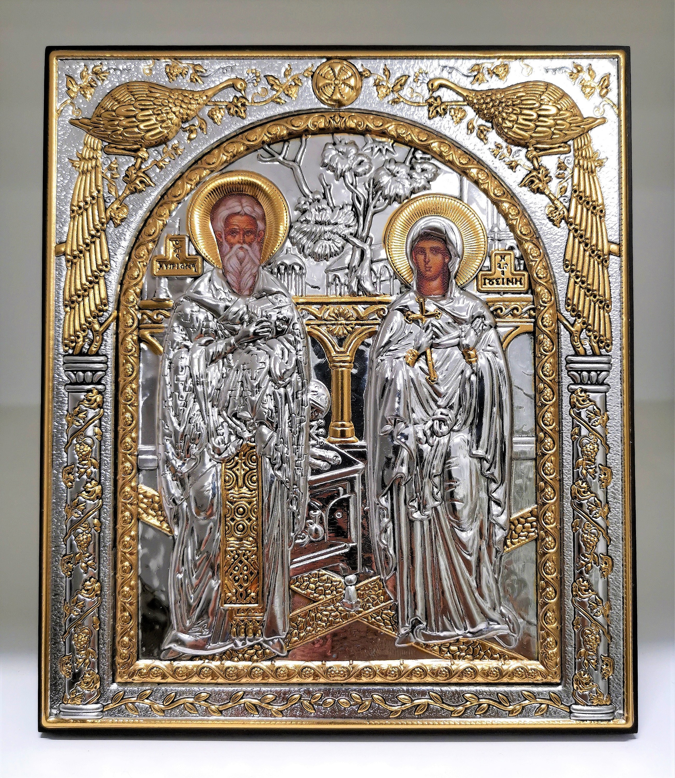 Saints Cyprian and Justina Silver Christian Orthodox Icon / Greek ...