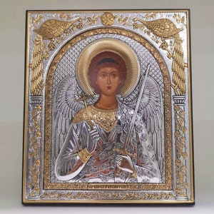 Guardian Angel Silver Christian Orthodox Icon / Greek / Handmade