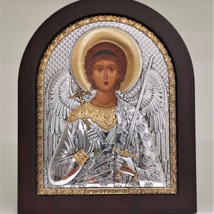 Guardian Angel Silver Christian Orthodox Icon / Greek / Handmade