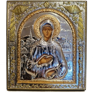 Saint Xenia Silver Christian Orthodox Icon / Greek / Handmade
