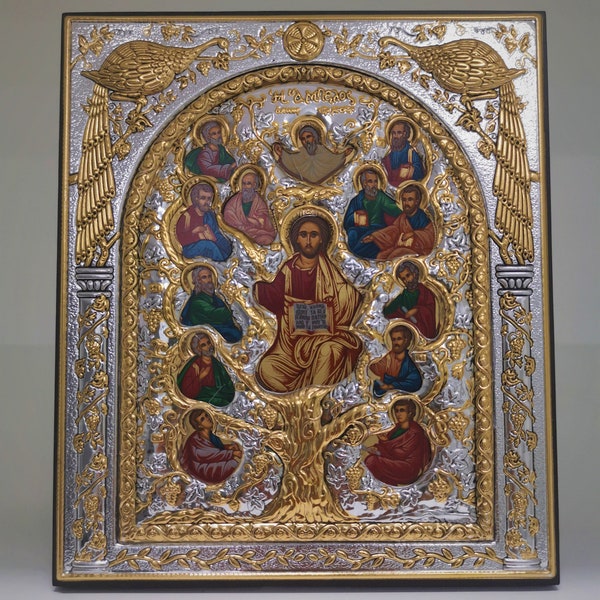 Tree Of Life Ampelos Silver Christian Orthodox Icon / Greek / Handmade