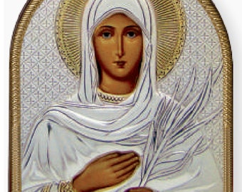Saint Tatiana zilveren christelijk-orthodoxe icoon plastic basis / Grieks / handgemaakt