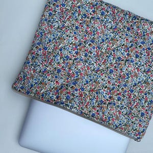 Blue and Pink floral  Padded Bag for iPad and Laptop Cover - Business Laptop Briefcase | Office Bag | Handmade in Uk