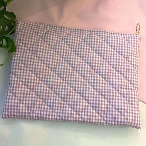 Dusty pink Gingham Print Padded iPad and Laptop Cover Handmade in UK  - Business Laptop Briefcase -University Bag | Laptop Bag