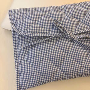 Gingham-ruit wit/blauw met veters - zakelijke laptopaktetas | Kantoortas | Universiteitstas | Laptoptas voor dames | Laptoptas heren | Werktas |