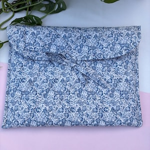 Blue/White Floral with Laces Business Laptop Briefcase | Office Bag | University Bag | Laptop Bag for Women | Men Laptop Bag Handmade in UK