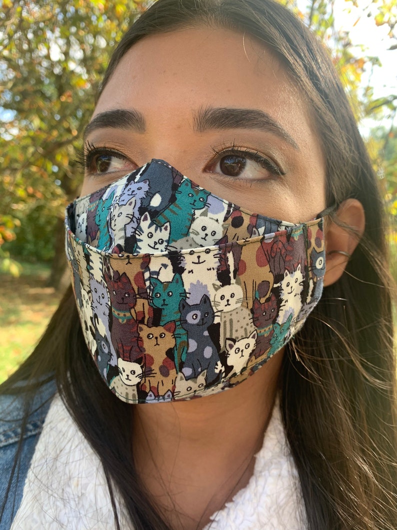 Fun Reusable Face Mask Cat Pattern Ideal for Cat Lovers Etsy UK