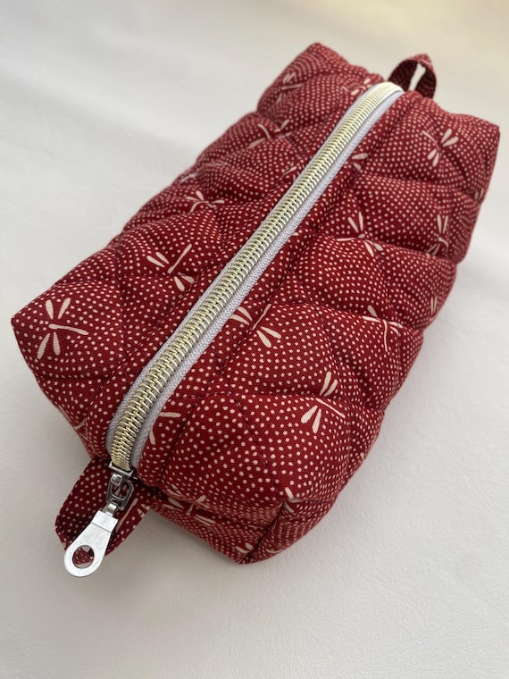 Japanese Dragonfly Boxed Pencil Case - Multi-Function Organiser with Lining & Zipper- Multiple colour options Handmade in UK Imported Fabric