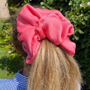 Flamingo Pink Giant Scrunchie - Great for Thick Hair - XXL Scrunchie Style - Valentine&#39;s Gift  - Handmade - UK