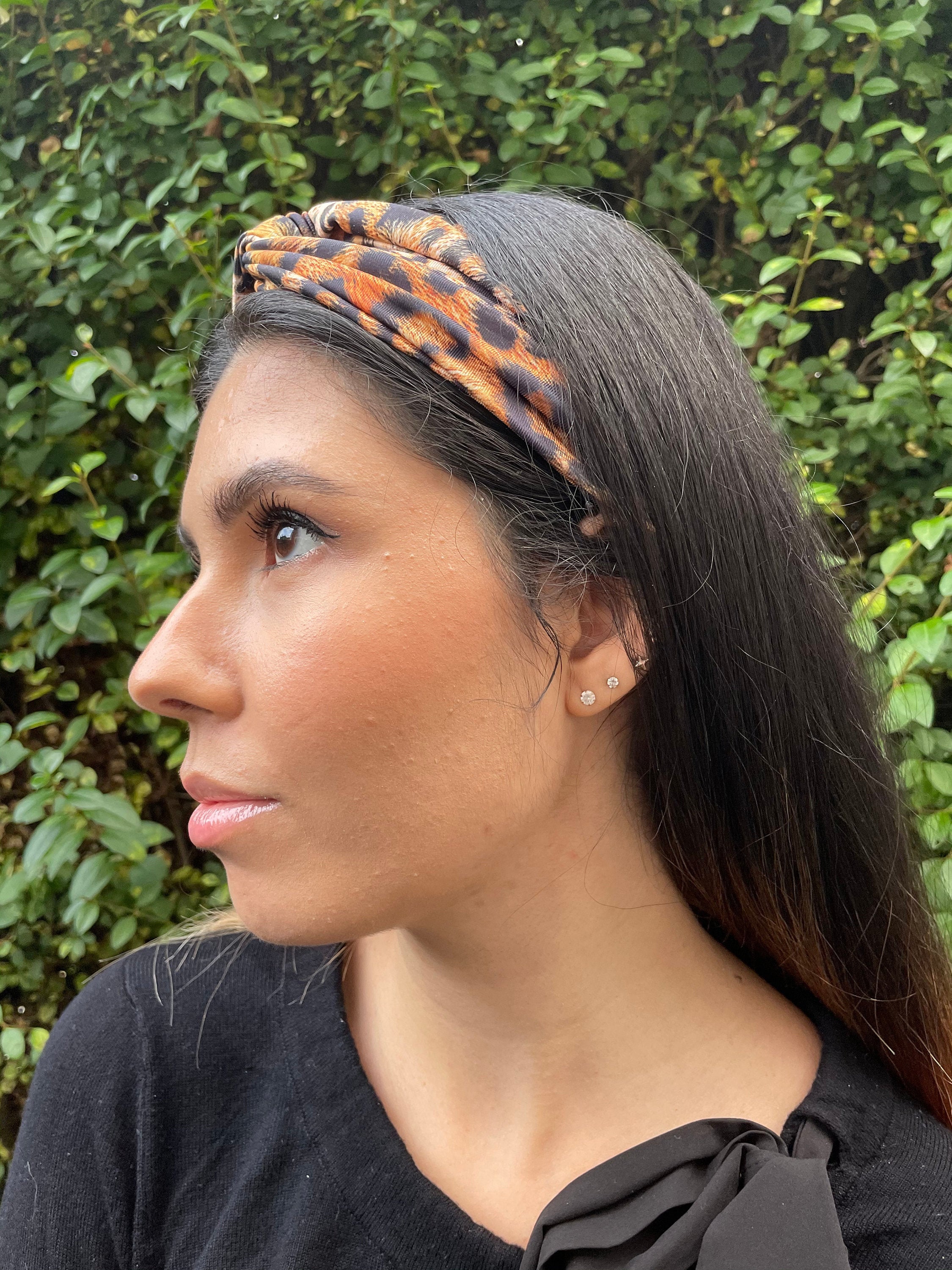 Silk Headband Elastic Twist Knotted Leopard Print for Women\'s Hair Fashion Women main image 3