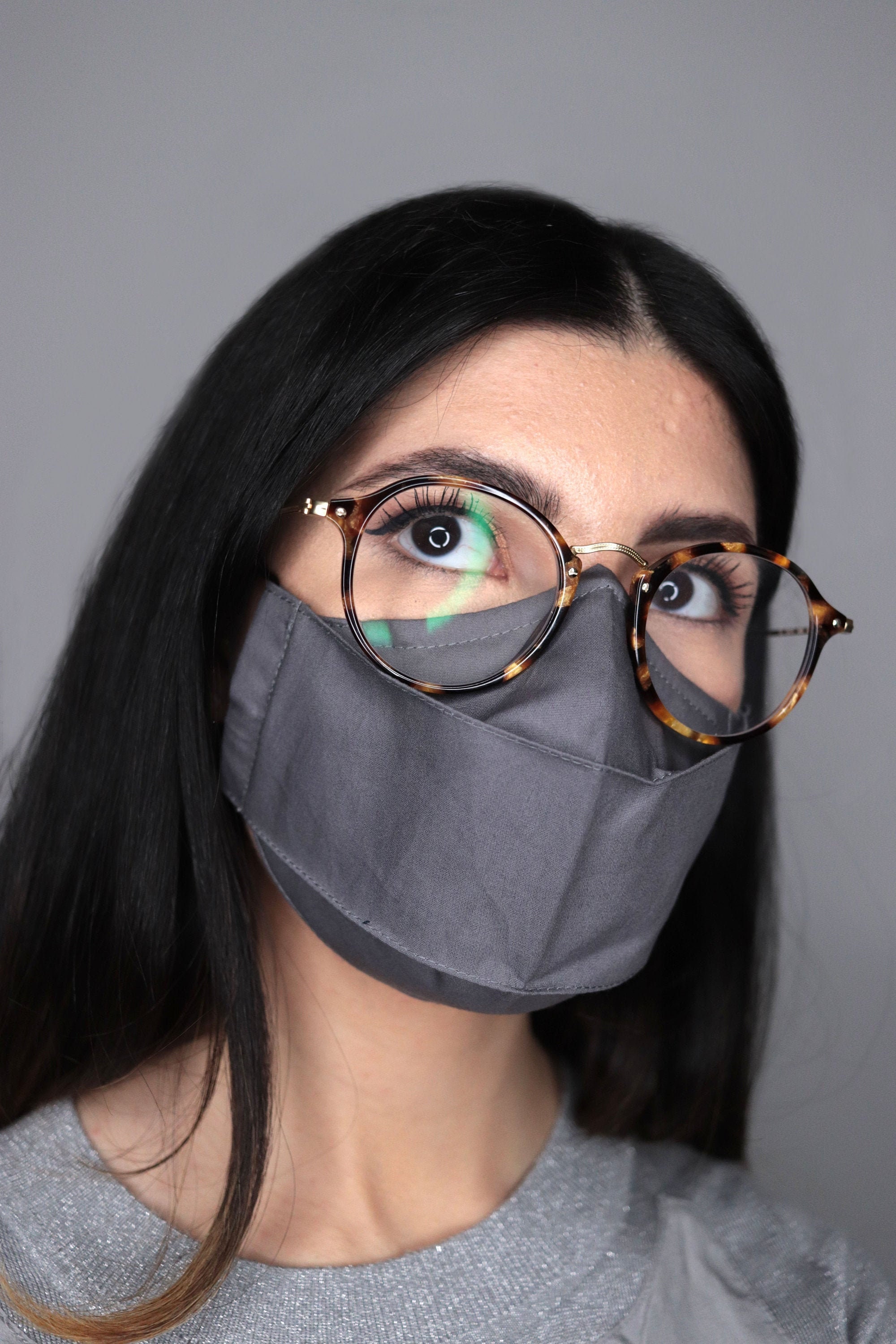 Cloth Face Mask in a Grey Best Mask for Glasses Wearers 3D Etsy
