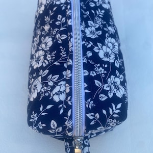 Navy Blue Floral Pencil Pouch- Pencil Case-Multi-Function Organiser with Lining & Zipper-Multiple colour options Handmade  Boxed Pencil Case