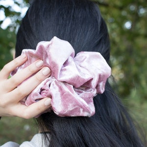 XXL Velvet Scrunchie - Pastel Pink Hair Tie, Handmade in UK