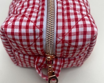 Handmade Boxed Pencil Pouch - gingham  Pencil Case-Multi-Function Organiser with Lining & Zipper-Multiple colour options Handmade UK