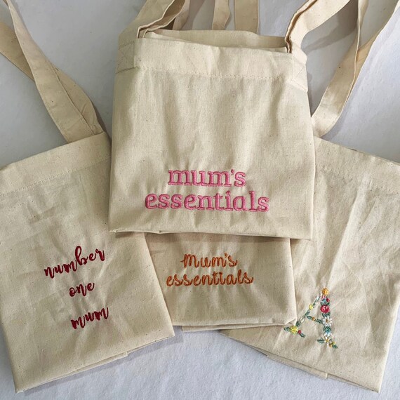 Maxi Tote Bag with Personalised Embroidery - Mother's Day Bag - Custom Text and Thread Colour - Large Size Perfect for Shopping - UK