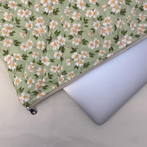Groen en witte bloemen - zakelijke laptopaktetas | Kantoortas | Universiteitstas | Laptoptas voor dames | Laptoptas heren | Werktas |
