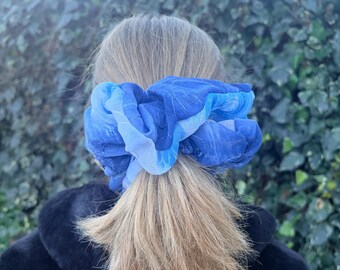 XXL Crepe Tie Dye Scrunchie – Handmade Embroidered Hair Accessory