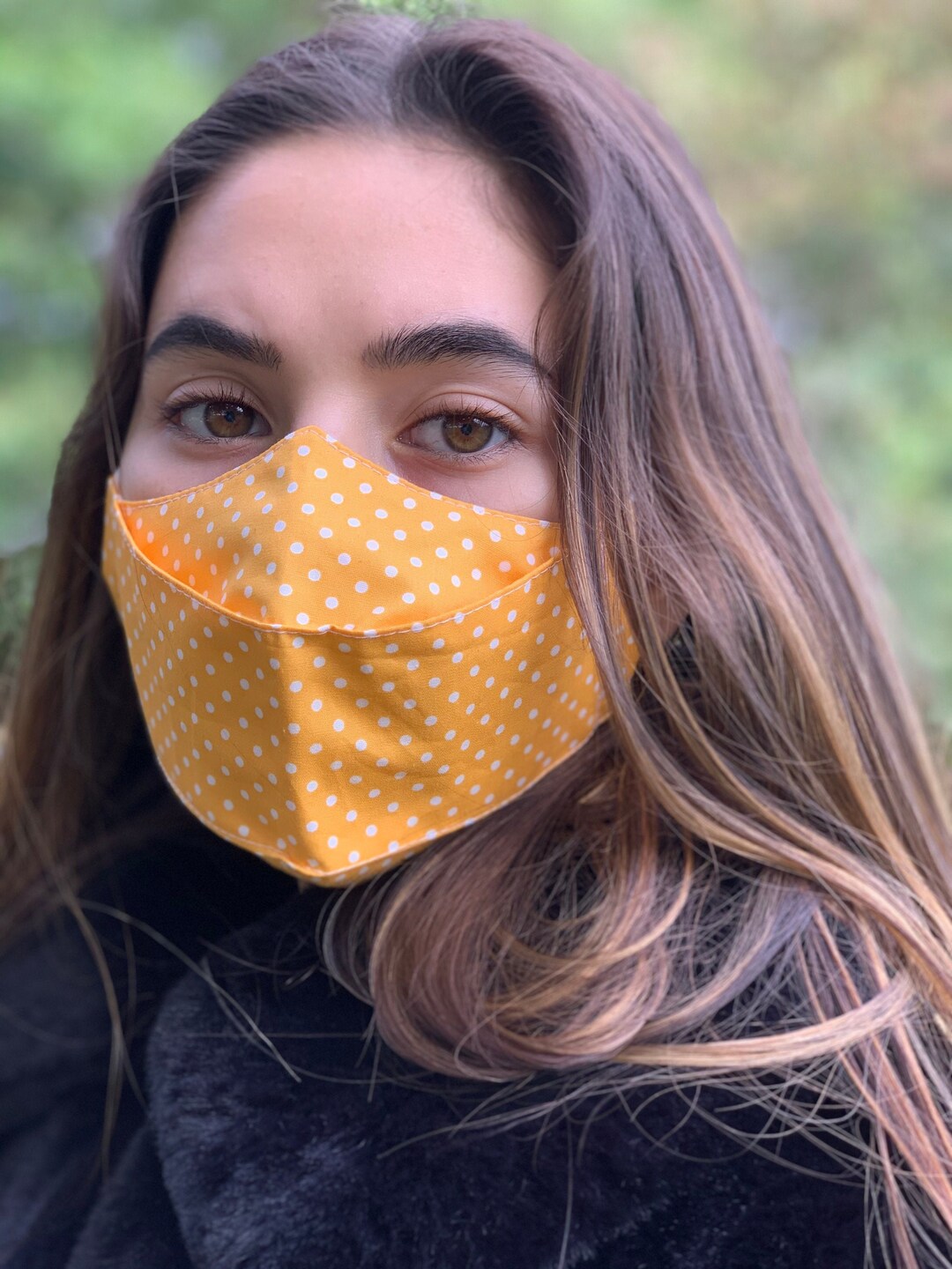Reusable Face Mask UK Yellow Polka Dot Anti Fog Shape for Etsy UK
