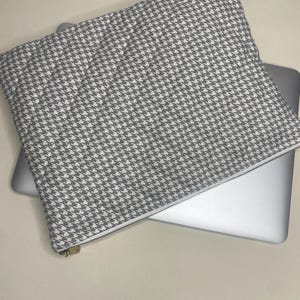 Grau/Weiße Hahnentritt-Laptoptasche - Business-Laptoptasche | Bürotasche | Uni Tasche | Laptoptasche für Frauen | Männer Laptop Tasche.