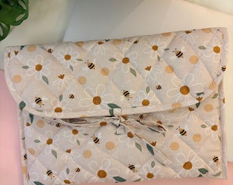 Cream Daisy Bee Laptop Bag | Handmade Business Briefcase, UK