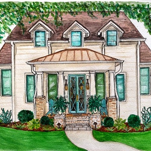 Custom Home Portrait, Watercolor Home illustration, Realtor Closing Gift, Housewarming or New Home Gift, Painting of home, First Home Gift