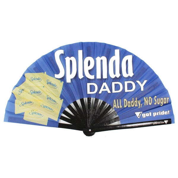 Splenda Daddy Large Bamboo Folding Clack Hand Fan for Raves, Festivals, Parties, Nightclubs, LGBT Pride