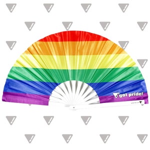 LGBT Pride Flag Large Bamboo Folding Clack Hand Fan Rave Fan Drag Queen Fan for Raves, Festivals, Parties, Nightclubs, LGBT Pride