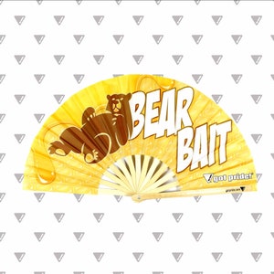 Bear Bait Large Bamboo Folding Clack Hand Fan for Gay Bears, Bear Chasers, Raves, Festivals, Parties, Nightclubs, LGBT Pride