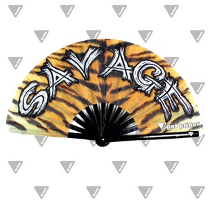 Savage Large Bamboo Folding Hand Fan Clack Fan Rave Fan Drag Queen Fan for Raves, Festivals, Parties, Nightclubs, LGBT Pride