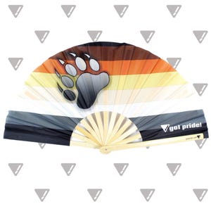 Gay Bear Pride Flag Large Bamboo Folding Hand Fan Clack Fan Rave Fan Rude Offensive Funny Fan for Festivals, Parties, Nightclubs, LGBT Pride