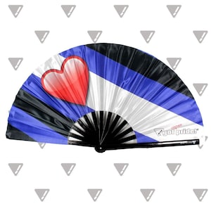 Leather Gay Pride Flag Large LGBT Pride Bamboo Folding Clack Hand Fan Rave Fan