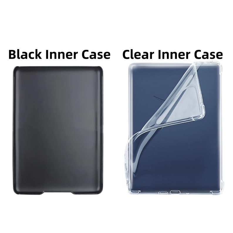 May include: Two phone cases, one black and one clear. The clear case has a clear plastic cover over a black phone case.