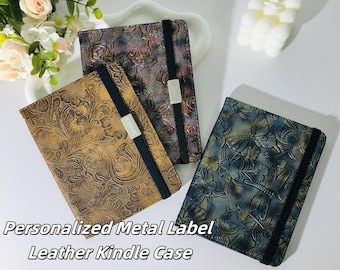 Personalized vintage embossed leather case for Kindle Paperwhite 12th Gen Kindle 6&quot; 2024 case,Paperwhite 11th Gen,Kindle Colorsoft,Kobo case